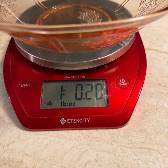 Federal Sharon/Cabbage Rose Pink Depression Glass Embossed Serving Bowl 8.5" - Picture 11 of 13